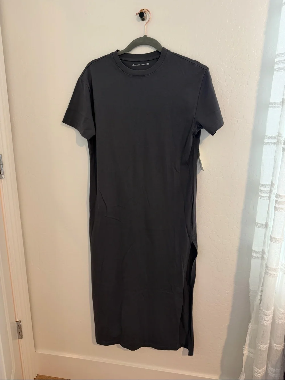 Abercrombie & Fitch Dark Gray Short-Sleeve T-shirt Maxi Dress